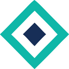 Poster - Geometric abstract design featuring concentric teal and navy blue diamonds on a white background