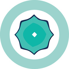 Poster - Symmetrical teal mandala design with concentric circles and a central diamond shape