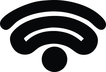 Poster - A stark black and white graphic representing a stylized wi fi signal with three curved radiating lines and a circular base