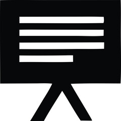 Aufkleber - Minimalist black and white icon representing a presentation screen or whiteboard on a tripod stand for visual communication