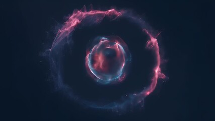 Poster - Abstract Sphere of Glowing Particles with Blue Pink Hues on Dark Background