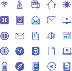 Poster - A grid of modern flat icons representing various digital services and user interface elements for web and mobile applications