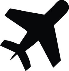 Poster - Simple silhouette of a jet airplane in flight against a white background symbolizing travel and aviation