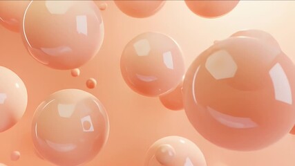 Poster - Abstract Peach Spheres Floating in a Seamless Pattern with a Modern Minimalist Design