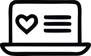 Poster - Digital heart icon on laptop screen with menu list representing online love dating or health care services