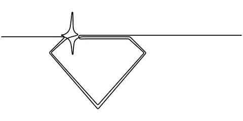Diamond stone one continuous line drawing, for investment and business purposes. Continuous Line Drawing of Diamond Icon. Line art jewelry concept banner. Vector illustration