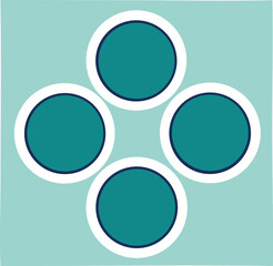 Poster - Four teal circles with white borders arranged in a diamond pattern on a light blue background