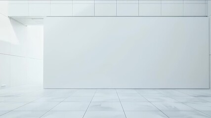 Poster - Clean Minimalist White Interior With Geometric Tile Design And Modern Style
