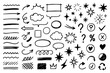 © MariaNechaeva - sketchy scribble icons and elements in black, including arrows, stars, hearts, symbols, question marks, bubbles, clouds and hand drawn accents