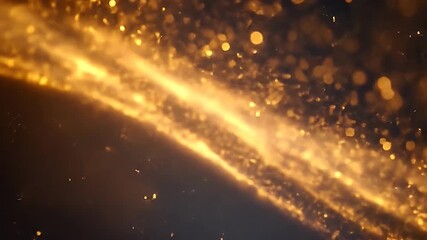 Poster - Golden Glowing Particles Flowing Abstract Background with Sparkles and Glitter