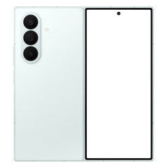 Wall Mural - photo of foldable smartphone similar to android device without background. mint color. template for 