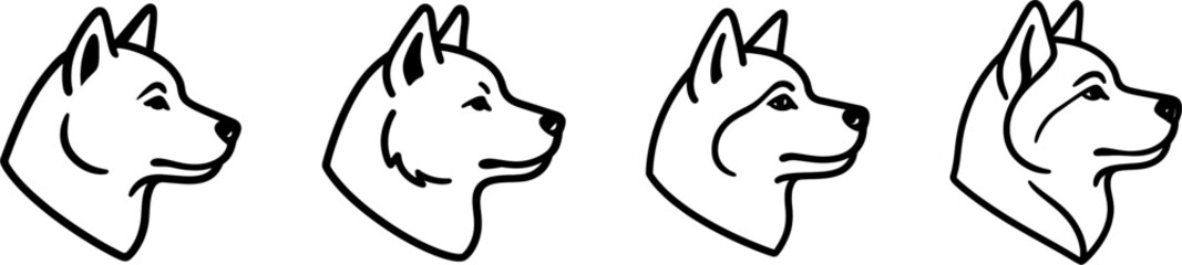 Poster - Akita dog head side profile outline vector