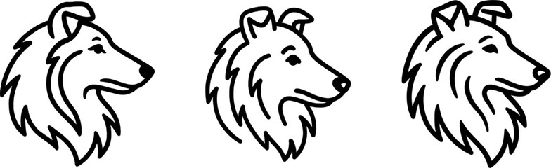 Poster - Collie dog head side profile outline vector