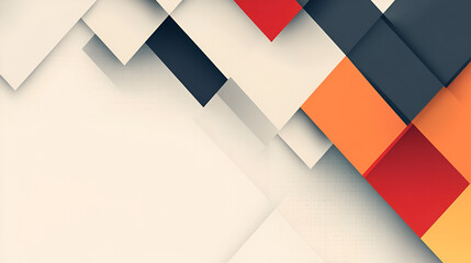 Poster - Abstract design of layered squares in red orange gray and beige