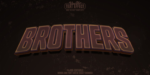 Poster - Retro editable text effect, customizable vintage and brown 3d font style