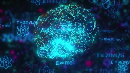 Poster - Scientific data processing over human brain. Computer generated 3d render
