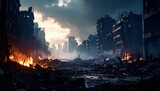 Desolate city after apocalyptic war