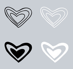 Poster - Set of Heart icon. Love icon sign symbol in trendy flat style. Heart vector icon illustration isolated on gray background