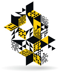 Poster - Abstract vector art with 3D isometric cubes geometric background, op art blocks with different forms isolated, polygonal graphic design, cubical theme.