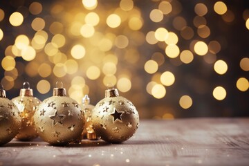 Poster - Shiny christmas balls with star shaped bokeh lights creating a festive atmosphere