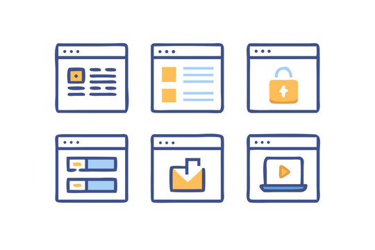 Collection of modern web browser interface icons