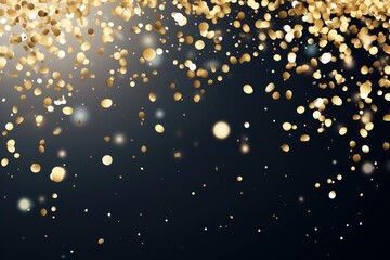 Poster - Golden confetti is falling against a dark background, creating a festive and celebratory backdrop