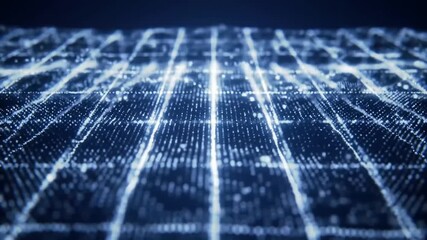 Poster - Abstract blue grid pattern with glowing dots, creating a futuristic and technological visual effect.