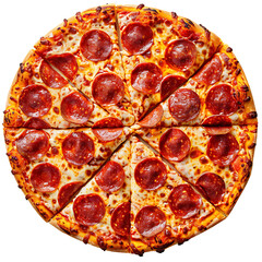 Wall Mural - Pepperoni Pizza with Melted Cheese, Sliced into Eight Portions