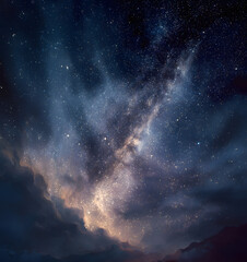 Wall Mural - Dark night sky, countless twinkling stars, distant galaxy , universe, astronomical