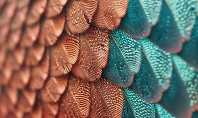 Poster - Abstract bird plumage close up feathers in earthy tones with detailed texture