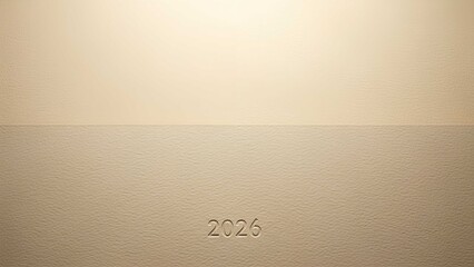 Minimalist background with the year 2026 elegantly embossed on a textured surface, symbolizing future planning and anticipation.