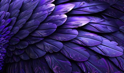 Poster - Abstract floral petals display in deep purple tones textural and vibrant