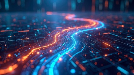 The rhythm of light and shadow in the torrent of data illustration ai generated