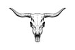 © MDJAHIDUL - Buffalo skull front view with short horns in tribal western style detailed engraving vector illustration