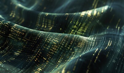 Poster - Abstract wavy texture background with golden lights and geometric patterns
