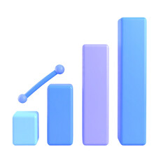 Poster - Graph Bars Growth Upward. Bar Chart In 3D For Investment; Stock, Progress, or Sales Reporting