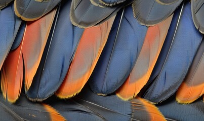 Poster - Detailed feathers of a colorful bird with intricate patterns and texture