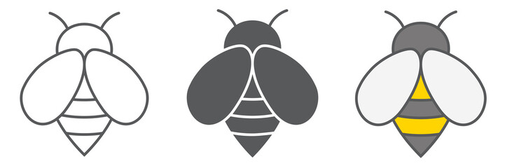 Aufkleber - Bee icon collection, insect and honey, bee sign vector set graphics, editable stroke linear icon, eps 10