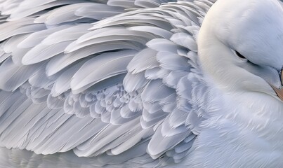 Poster - Elegant swan feather close up white plumage textures and subtle details