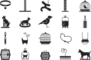 Fototapete - Versatile icon set featuring a distinctive silhouette style for modern digital and print applications