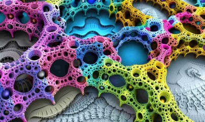 Poster - Intricate interconnected abstract design with organic porous structures