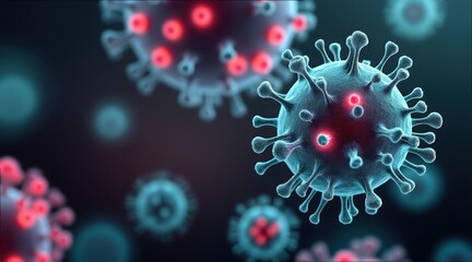 Poster - Detailed Gigapixel Immunology Background Featuring Virus Structures