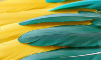 Poster - Vibrant feathers abstract green and yellow plumage background texture pattern