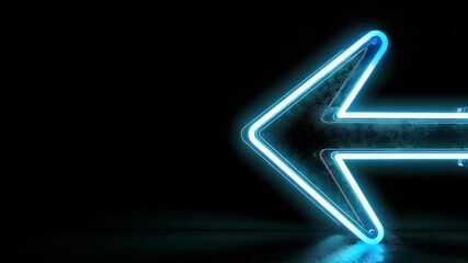 Poster - Neon blue arrow on dark background