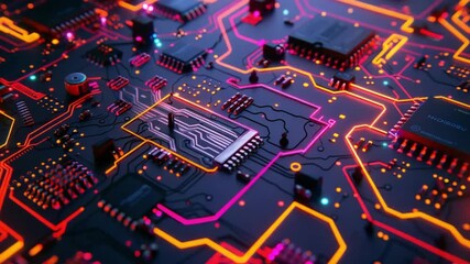 Poster - Close-up of a glowing circuit board
