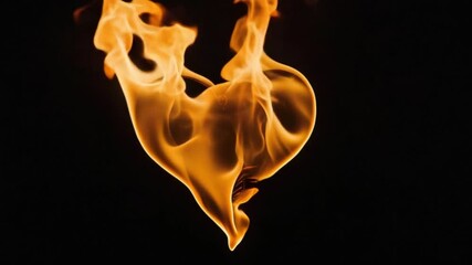 Poster - Heart-shaped flame against a black background