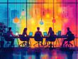 © Masarin - Creative Team Collaboration in a Modern Office with Vibrant Colors, Laptops, and Abstract Lighting Design
