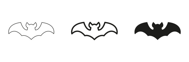 Aufkleber - Bat In Line, Outline, And Glyph Icon Set. Nocturnal Creature And Halloween Symbol Collection. Wildlife And Spooky Theme. Isolated Vector Illustration