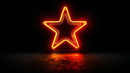 Poster - Neon star on dark background