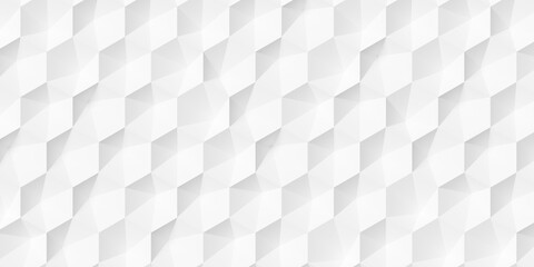 Poster - Grid of white inset random center polygon hexagon or honeycomb geometry background wallpaper banner, flat lay top view